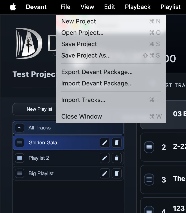 Project and playlist workspace
