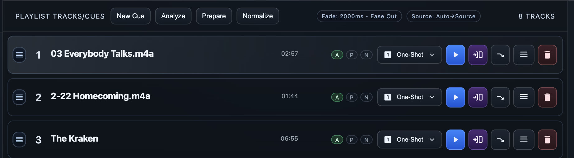 Audio preparation and normalization controls