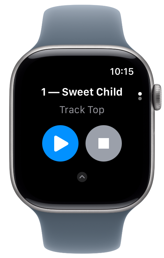 Devant Rehearsal Apple Watch companion with Play and Stop buttons