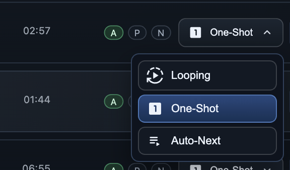 Track playback options menu